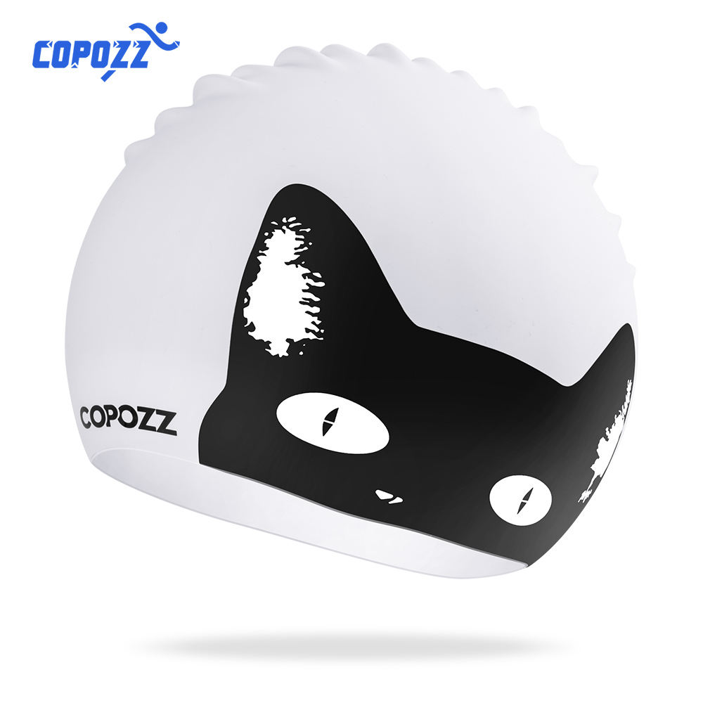 Aquatic Sports Hat - COPOZZ Waterproof Silicone Swimming Cap Long