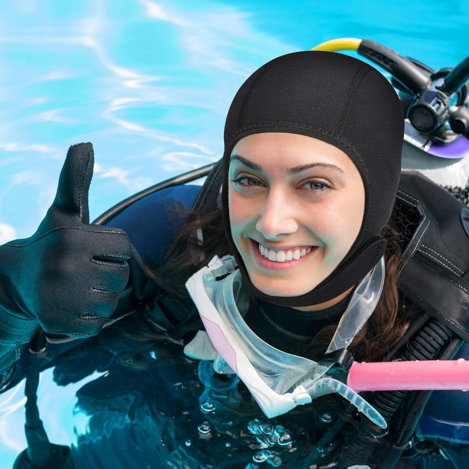Scuba Dive Hood Swimming Cap 3 - đánh giá và giá Aquatic Sports Cap